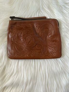 Patricia Nash Embossed Leather Wristlet Clutch in Brown